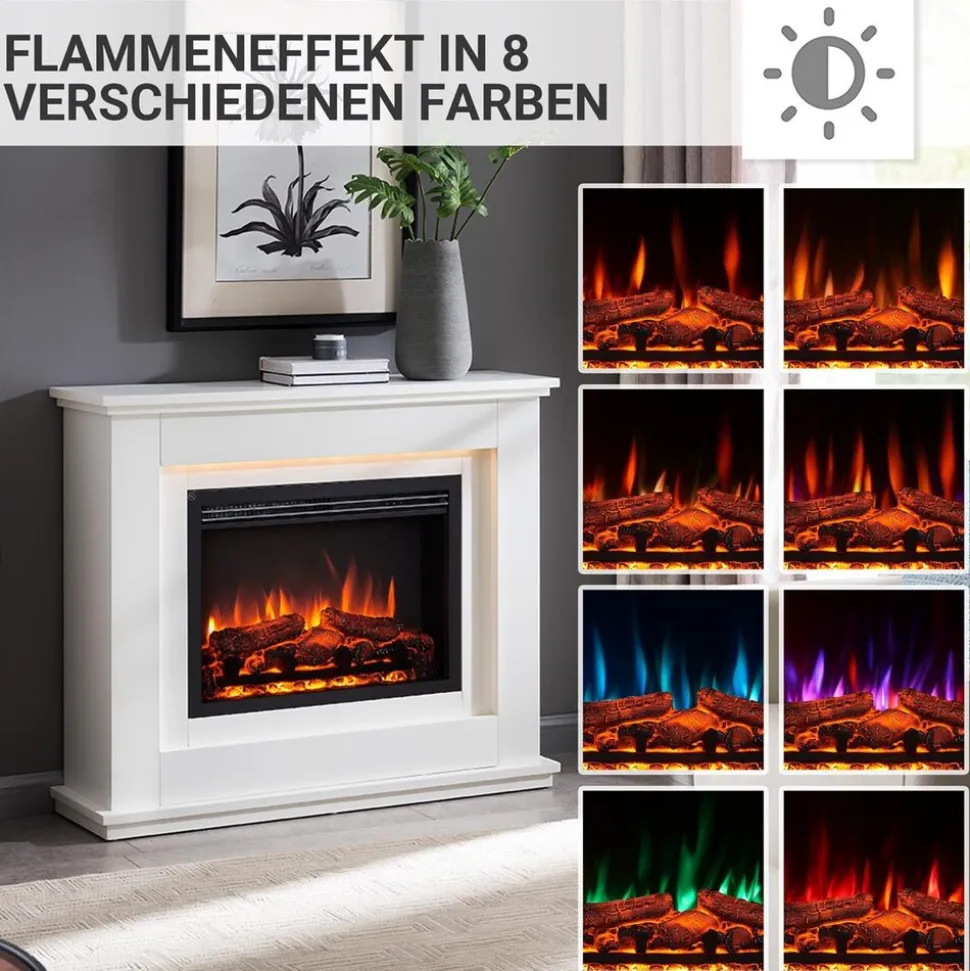 BALDERIA Elektrokamin Baldur - Standkamin mit Heizung 2000 W, weiß