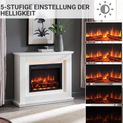 BALDERIA Elektrokamin Baldur - Standkamin mit Heizung 2000 W, weiß