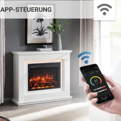 BALDERIA Elektrokamin Baldur - Standkamin mit Heizung 2000 W, weiß