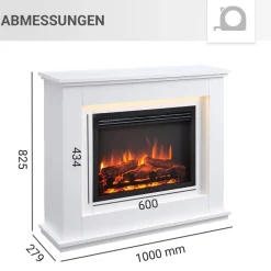 BALDERIA Elektrokamin Baldur - Standkamin mit Heizung 2000 W, weiß