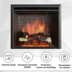 BALDERIA Elektrokamin Calida 26 - Einbau mit Heizung 2000 W, 3D-Flamme