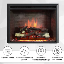 BALDERIA Elektrokamin Calida 33 - Einbau mit Heizung 2000 W, 3D-Flamme