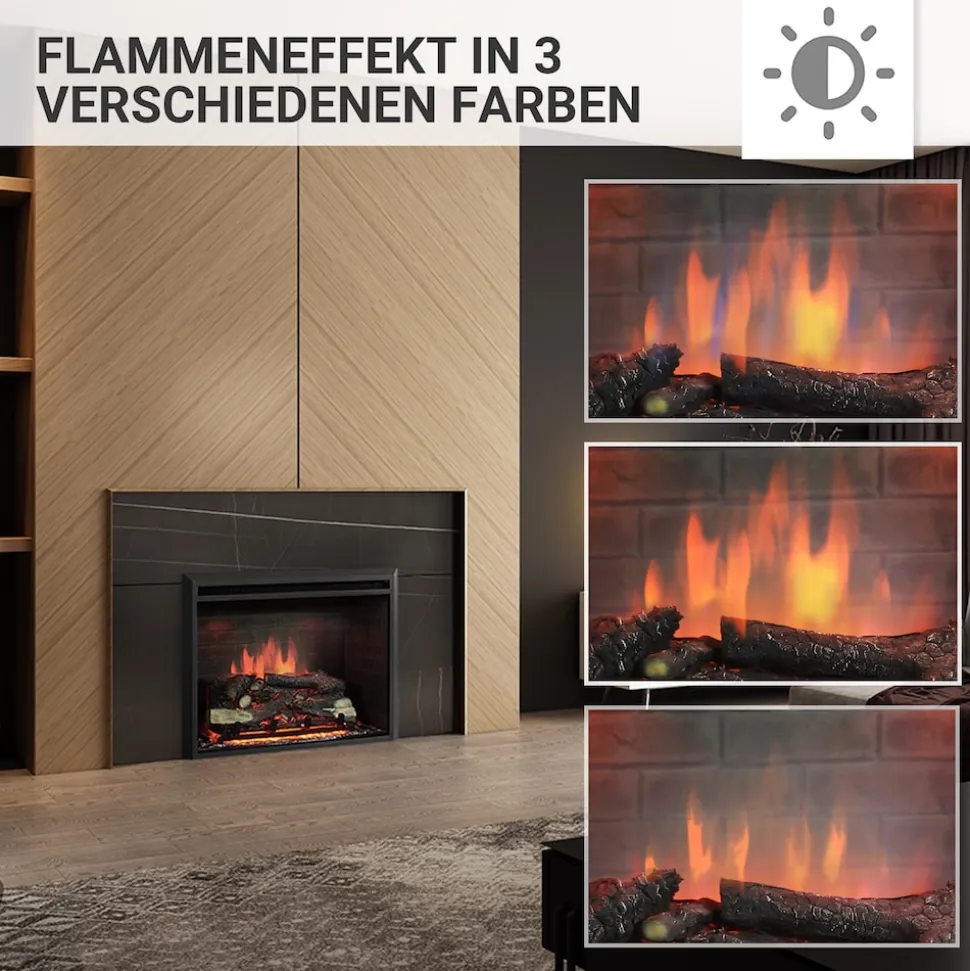BALDERIA Elektrokamin Calida 33 - Einbau mit Heizung 2000 W, 3D-Flamme