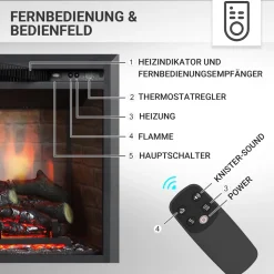 BALDERIA Elektrokamin Calida 33 - Einbau mit Heizung 2000 W, 3D-Flamme