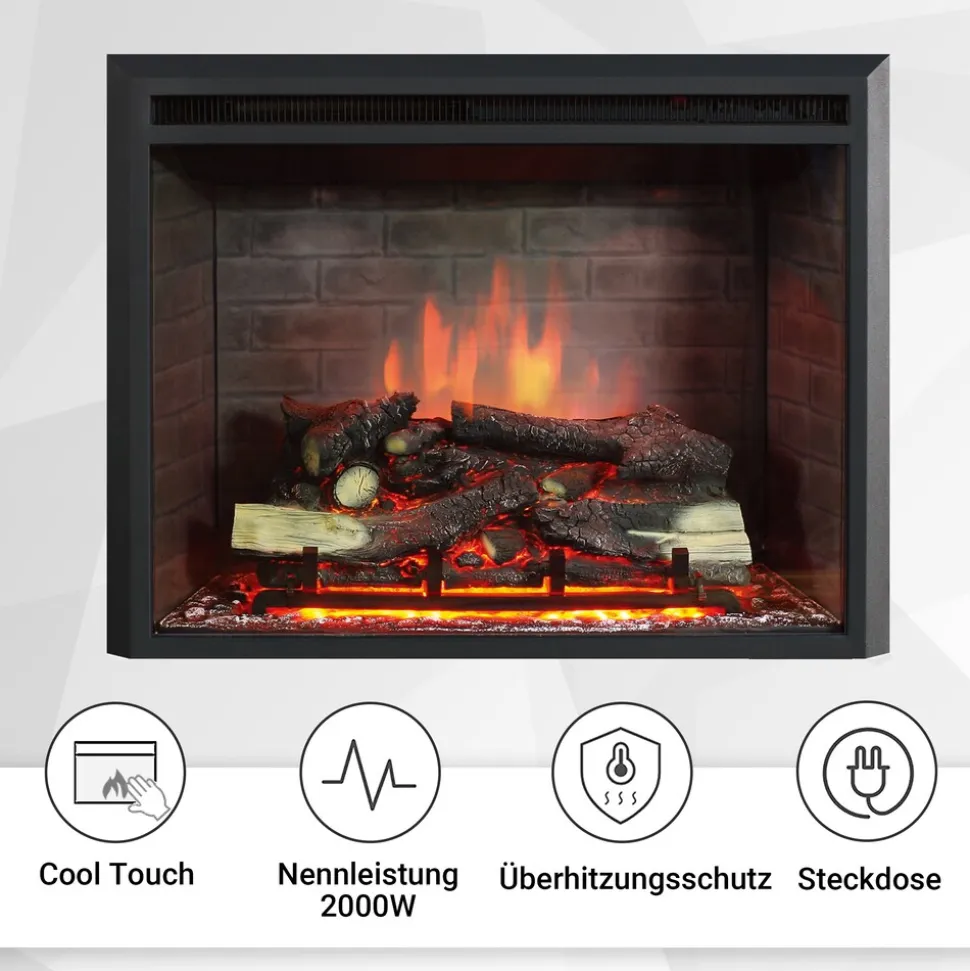 BALDERIA Elektrokamin Calida 33 - Einbau mit Heizung 2000 W, 3D-Flamme