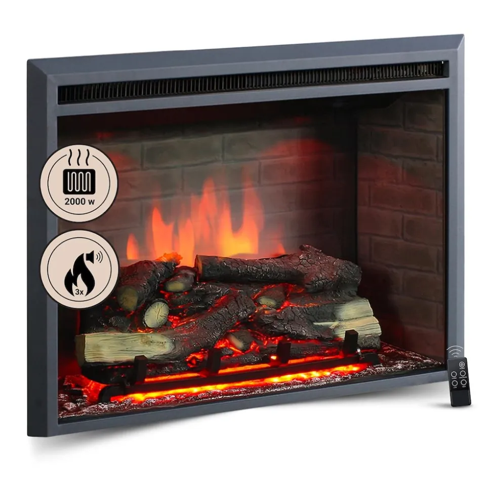 BALDERIA Elektrokamin Calida 33 - Einbau mit Heizung 2000 W, 3D-Flamme