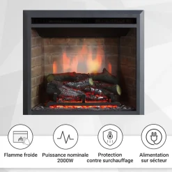 BALDERIA Elektrokamin Calida 23 - Einbau mit Heizung 2000 W, 3D-Flamme
