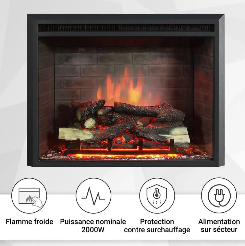 BALDERIA Elektrokamin Calida 30 - Einbau mit Heizung 2000 W, 3D-Flamme