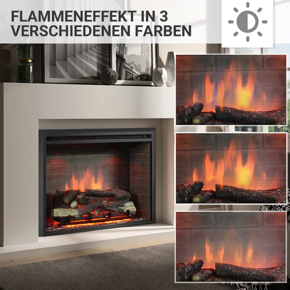 BALDERIA Elektrokamin Calida 30 - Einbau mit Heizung 2000 W, 3D-Flamme