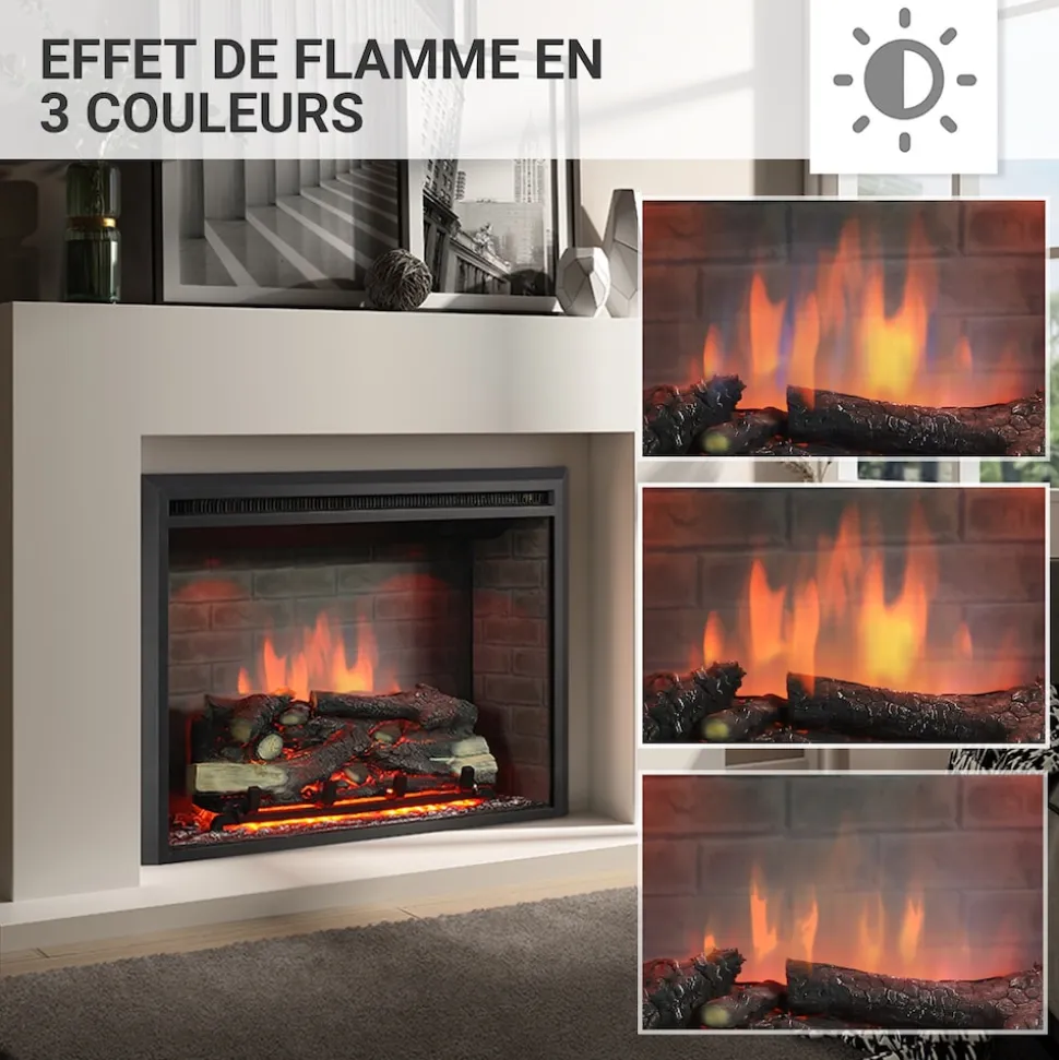 BALDERIA Elektrokamin Calida 30 - Einbau mit Heizung 2000 W, 3D-Flamme