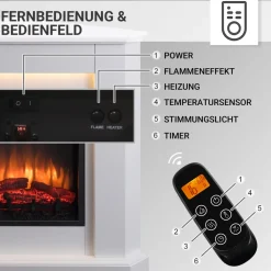 BALDERIA Elektrokamin Candela - Eckkamin, Heizung 2000 W, weiß