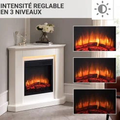 BALDERIA Elektrokamin Candela - Eckkamin, Heizung 2000 W, weiß
