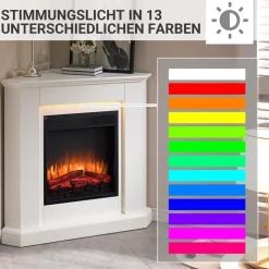 BALDERIA Elektrokamin Candela - Eckkamin, Heizung 2000 W, weiß