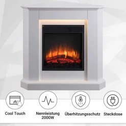 BALDERIA Elektrokamin Candela - Eckkamin, Heizung 2000 W, weiß