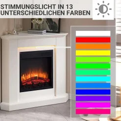 BALDERIA Elektrokamin Candela - Eckkamin, Heizung 2000 W, weiß