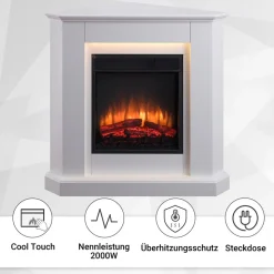 BALDERIA Elektrokamin Candela - Eckkamin, Heizung 2000 W, weiß