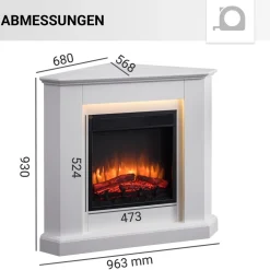 BALDERIA Elektrokamin Candela - Eckkamin, Heizung 2000 W, weiß