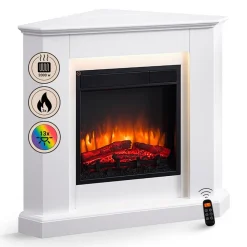 BALDERIA Elektrokamin Candela - Eckkamin, Heizung 2000 W, weiß