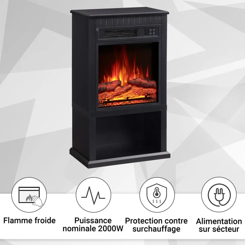 BALDERIA Elektrokamin Ember - Standkamin, Heizung 2000 W, schwarz