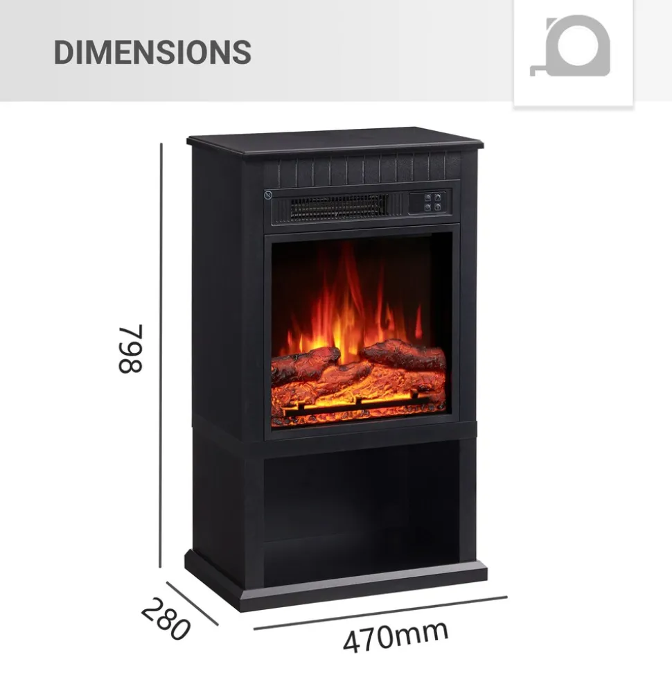 BALDERIA Elektrokamin Ember - Standkamin, Heizung 2000 W, schwarz