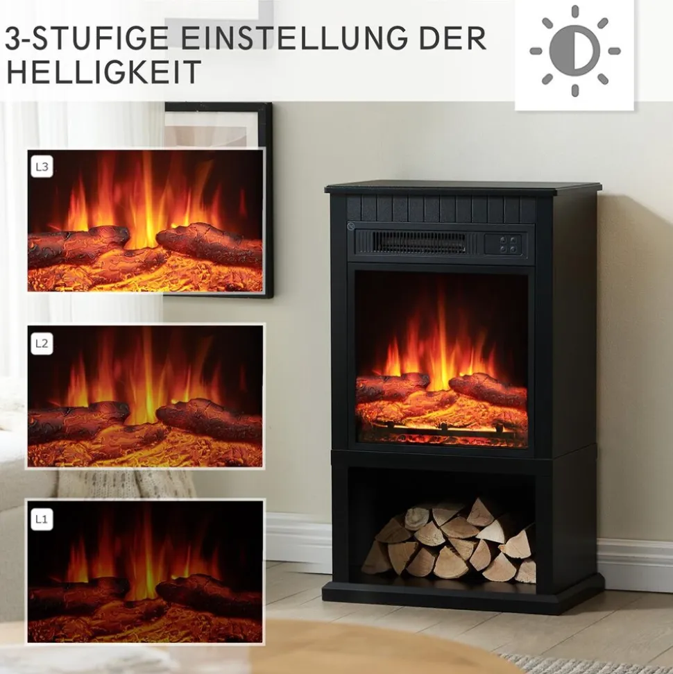 BALDERIA Elektrokamin Ember - Standkamin, Heizung 2000 W, schwarz