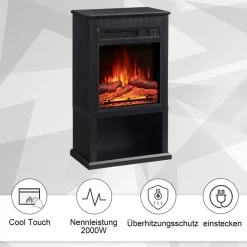 BALDERIA Elektrokamin Ember - Standkamin, Heizung 2000 W, schwarz