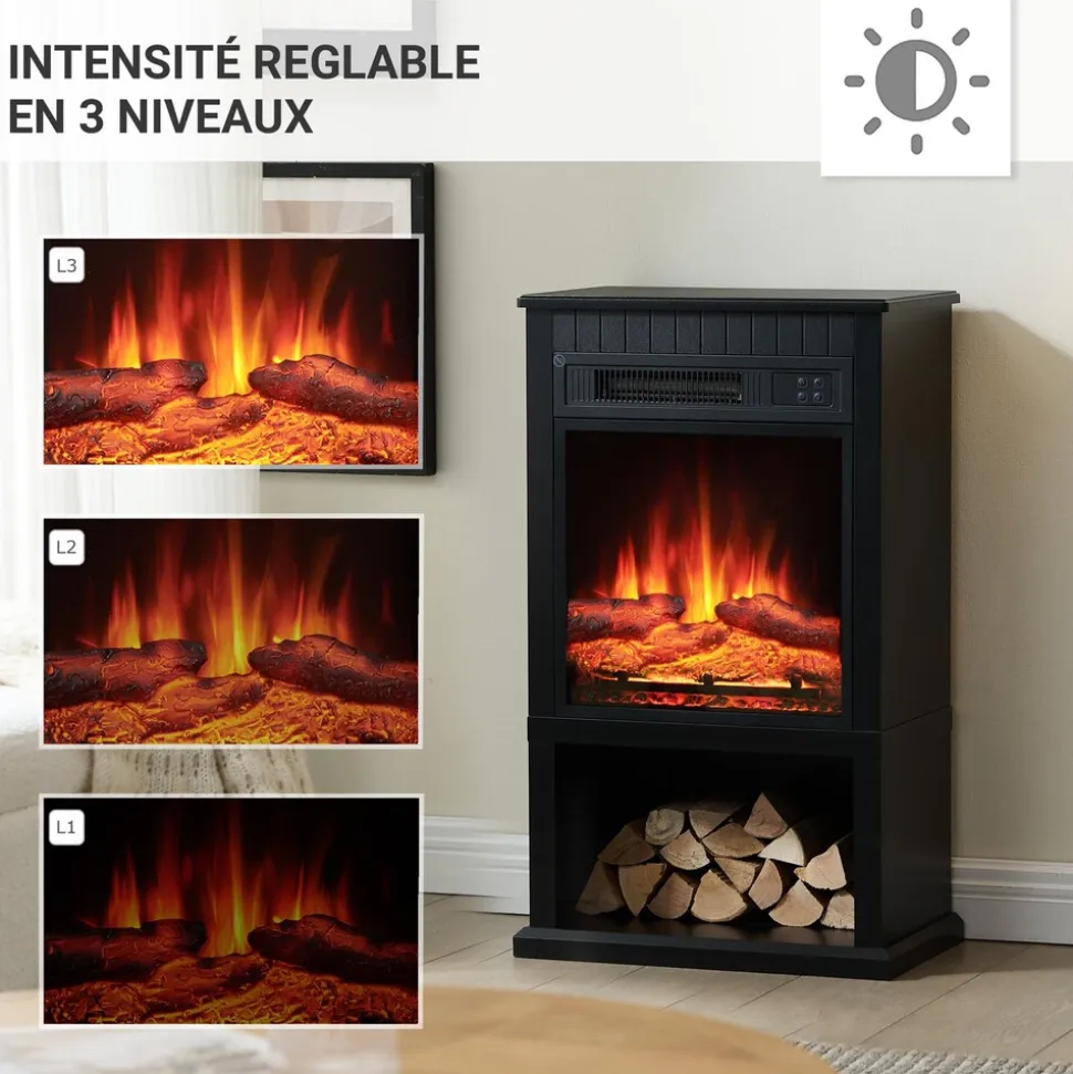 BALDERIA Elektrokamin Ember - Standkamin, Heizung 2000 W, schwarz