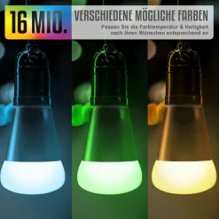 BEARWARE 2x Smarte LED-Leuchte, Wifi Smart Lampe, RGB Farbwechsel dimmbar, E27-Gewinde, 7W, 420 Lumen