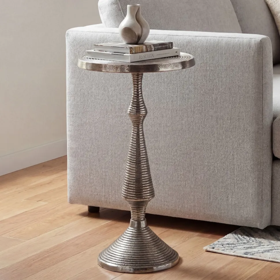 Beistelltisch Alu Silber 30cm Metall Couchtisch Wohnzimmertisch Dekotisch Tisch
