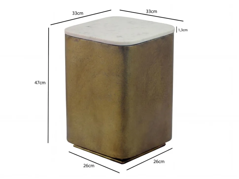 Beistelltisch 33cm mit Marmor Platte weiß Wohnzimmertisch Couchtisch Metall
