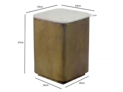 Beistelltisch 33cm mit Marmor Platte weiß Wohnzimmertisch Couchtisch Metall