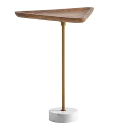 Beistelltisch FineBuy Anstelltisch Massivholz Marmor 45x40 cm Wohnzimmertisch