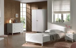 BILLY Jugendzimmer Set 4-tlg. best. aus: Bett 90 x 200 cm, Nachtkonsole, Kleiderschrank 2-trg. und Schubladen Kommode