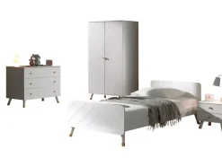 BILLY Jugendzimmer Set 4-tlg. best. aus: Bett 90 x 200 cm, Nachtkonsole, Kleiderschrank 2-trg. und Schubladen Kommode