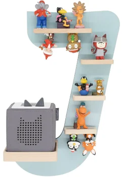 BOARTI Kinderregal Buchstabe J | hängend für Toniebox und Tonie Figuren | platzsparendes Regal | H. 47 x B. 32 x T. 19 | Wandregal Musikbox und Figuren Aufbewahrung Magneteinsätzen | Aufbewahrungsregal Holz