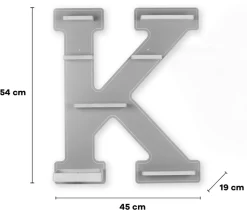 BOARTI Kinderregal Buchstabe K | hängend für Toniebox und Tonie Figuren | platzsparendes Regal | H. 54 x B. 45 x T. 19 | Wandregal Musikbox Figuren Aufbewahrung mit Magneteinsätzen | Aufbewahrungsregal Holz