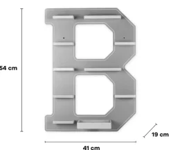 BOARTI Kinderregal Buchstabe B | hängend für Toniebox und Tonie Figuren | platzsparendes Regal | Maße H. 54 x B. 41 x T. 19 | Wandregal Musikbox Figuren Aufbewahrung Magneteinsätzen | Aufbewahrungsregal Holz
