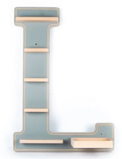 BOARTI Kinderregal Buchstabe L | hängend für Toniebox und Tonie Figuren | platzsparendes Regal | H. 54 x B. 38 x T. 19 | Wandregal für Musikbox Figuren Aufbewahrung Magneteinsätzen | Aufbewahrungsregal Holz