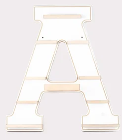 BOARTI Kinderregal Buchstabe A | hängend für Toniebox und Tonie Figuren | platzsparendes Regal | H. 54 x B. 49 x T. 19 | Wandregal Musikbox Figuren Aufbewahrung mit Magneteinsätzen | Aufbewahrungsregal Holz