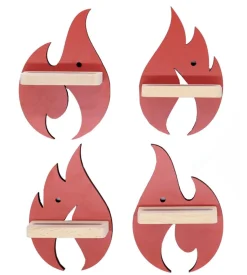 BOARTI Kinderregal Flammen Feuerwehr | hängend für Tonie Figuren | platzsparendes Regal | Maße: H. 31 x B. 21 x T. 5 cm | Wandregal für Figuren Aufbewahrung mit Magneteinsätzen | Aufbewahrungsregal Holz