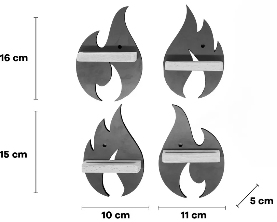 BOARTI Kinderregal Flammen Feuerwehr | hängend für Tonie Figuren | platzsparendes Regal | Maße: H. 31 x B. 21 x T. 5 cm | Wandregal für Figuren Aufbewahrung mit Magneteinsätzen | Aufbewahrungsregal Holz