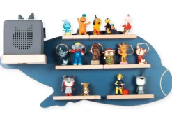 BOARTI Kinderregal Flugzeug| hängend für Toniebox und Tonie Figuren | platzsparendes Regal | H. 30 x B. 60 x T. 19 cm | Wandregal Musikbox und Figuren Aufbewahrung Magneteinsätzen | Aufbewahrungsregal Holz