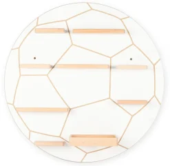 BOARTI Kinderregal Fußball | hängend für Toniebox und Tonie Figuren | platzsparendes Regal | H. 50 x B. 50 x T. 19 cm | Wandregal Musikbox und Figuren Aufbewahrung Magneteinsätzen | Aufbewahrungsregal Holz
