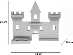 BOARTI Kinderregal Haus Schloss | hängend für Toniebox und Tonie Figuren | platzsparendes Regal | H. 34 x B. 42 x T. 19 | Wandregal Musikbox und Figuren Aufbewahrung Magneteinsätzen | Aufbewahrungsregal Holz