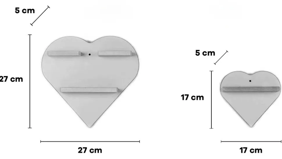BOARTI Kinderregal Herz | hängend für Tonie Figuren | platzsparendes Regal | Maße: H. 27 x B. 44 x T. 5 cm | Wandregal für Figuren Aufbewahrung mit Magneteinsätzen | Aufbewahrungsregal Holz