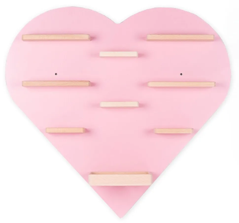 BOARTI Kinderregal Herz | hängend für Toniebox und Tonie Figuren | platzsparendes Regal | H. 51 x B. 54 x T. 19 cm | Wandregal für Musikbox und Figuren Aufbewahrung Magneteinsätzen | Aufbewahrungsregal Holz