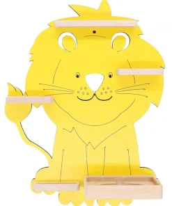 BOARTI Kinderregal Tier Löwe | hängend für Toniebox und Tonie Figuren | platzsparendes Regal | H. 42 x B. 32 x T. 19 | Wandregal Musikbox Figuren Aufbewahrung Magneteinsätzen | Aufbewahrungsregal Holz Wolken