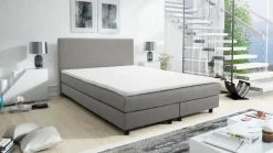 Boxspringbett Boxbett Glenn 1 Hotelbett 140x200 Bonellfederkern Bett Topper hellgrau