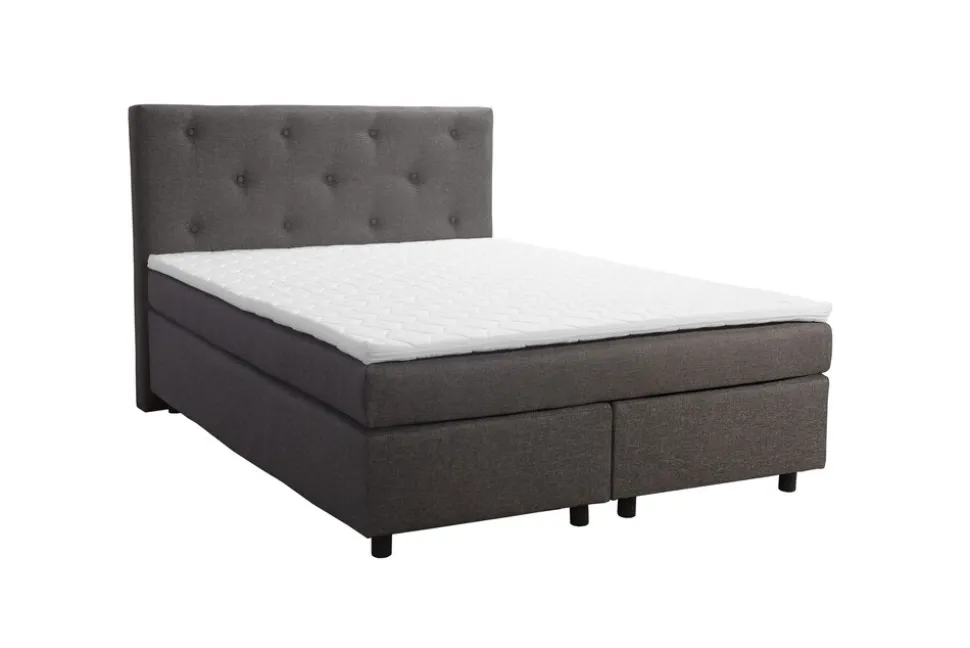 Boxspringbett 140x200 Hotelbett Bonellfederkern Bett Topper Paxos 2 Chester Grau