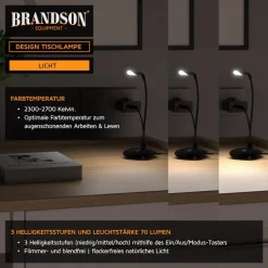 Brandson LED Schreibtischlampe, Helles Licht, 3 Stufen, Stromsparend